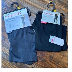 Destination Maternity Leggings Bundle Large Black Core & Grey Seamless  NWT